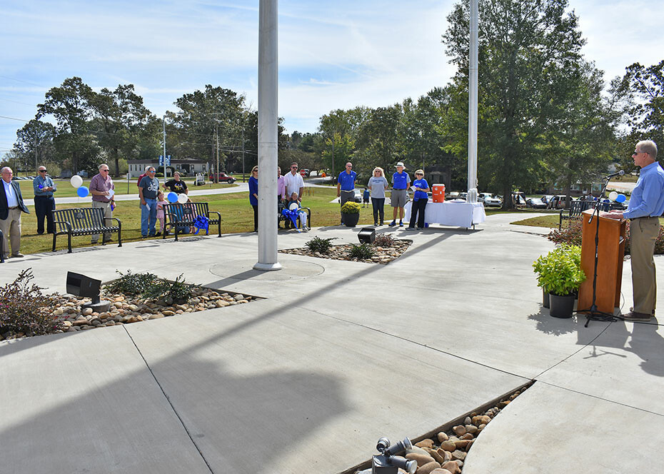 Four benches dedicated at Sheriff National Guard Memorial Flag Plaza