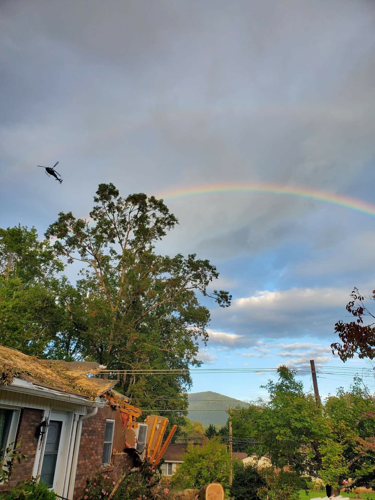 A rainbow over the destruction