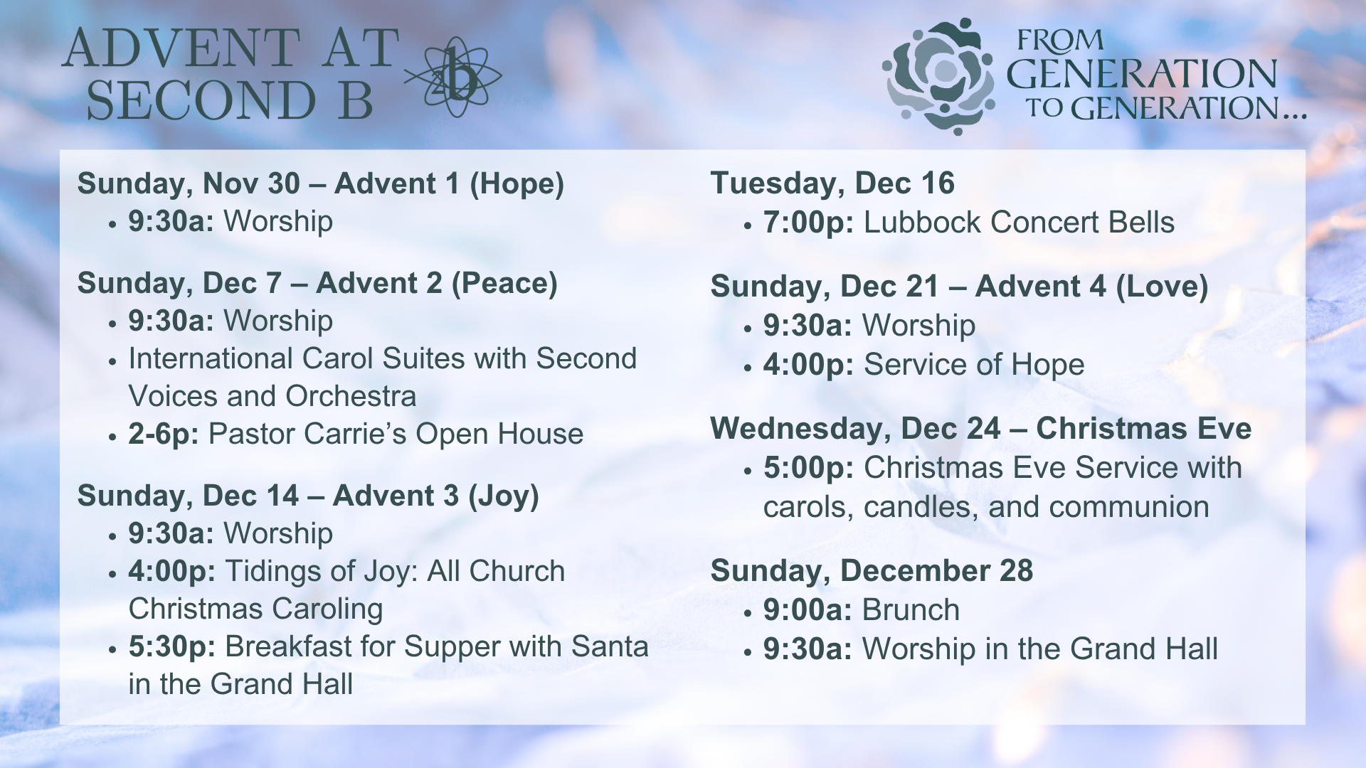 Advent at Second B