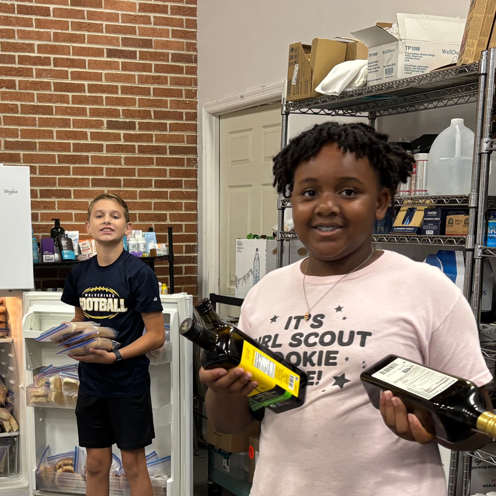 Kids and families serving on a past mission trip