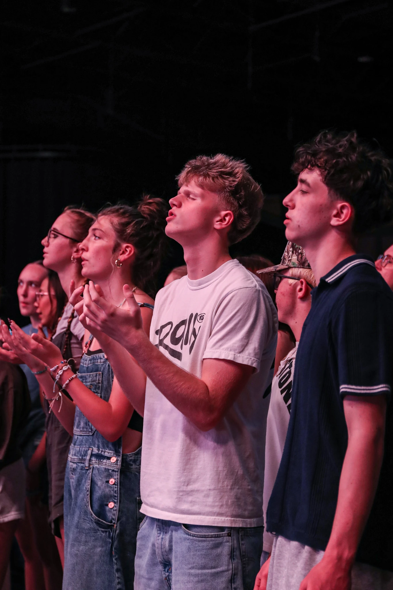 High school students worshipping