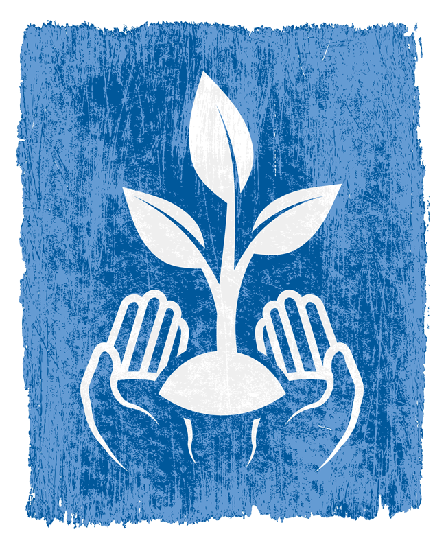 graphic: hands holding plant