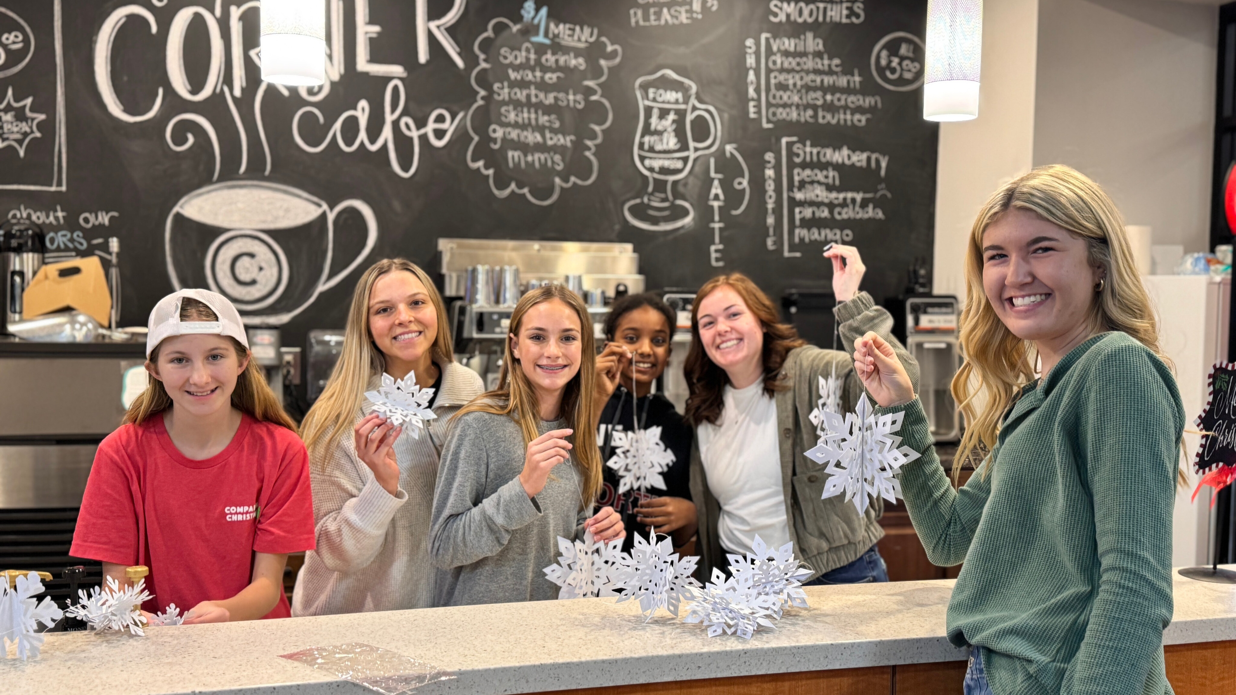 Volunteers decorating for Christmas