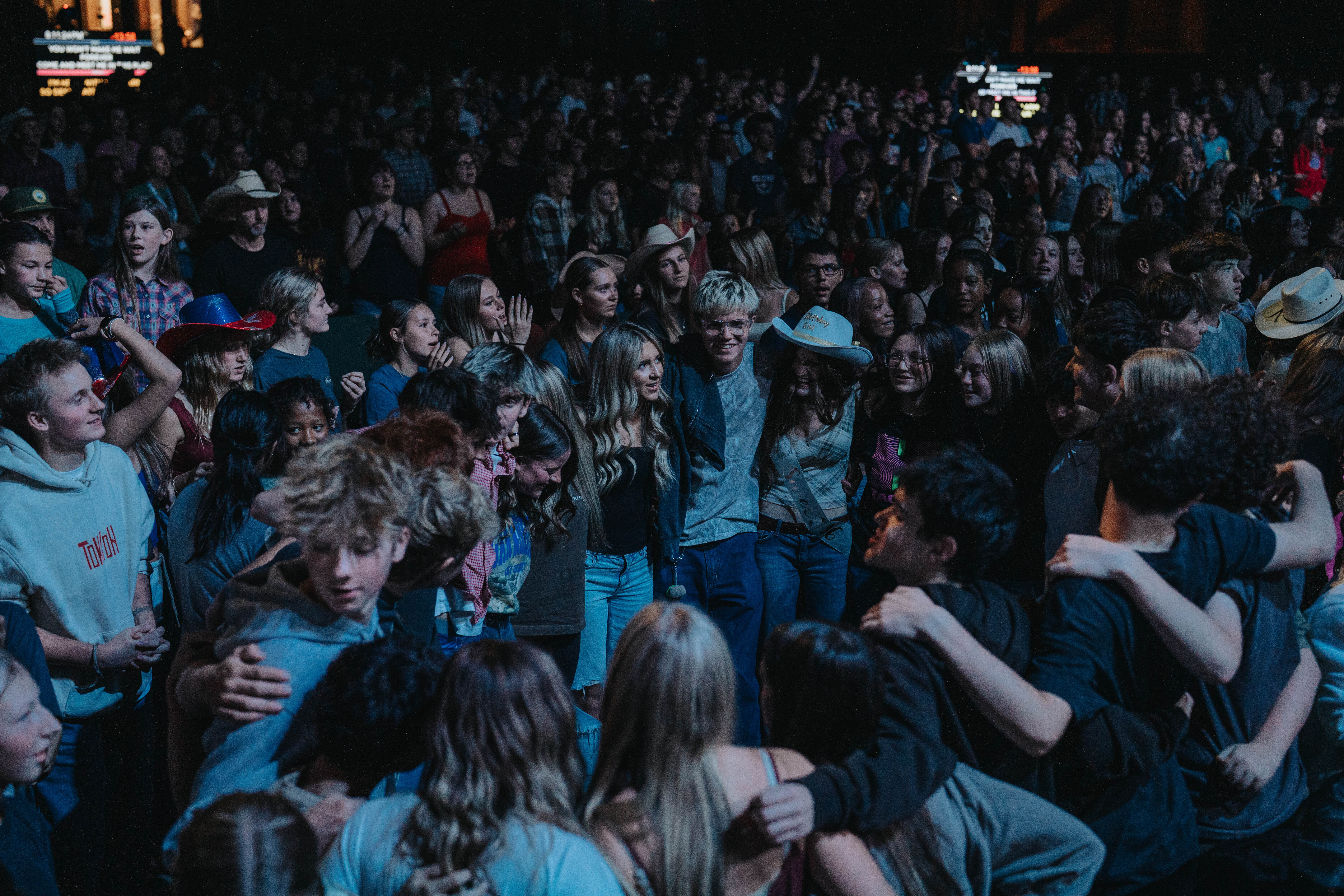 High school students at a worship night
