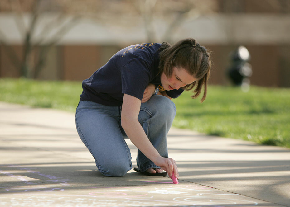 Sidewalk art with a message