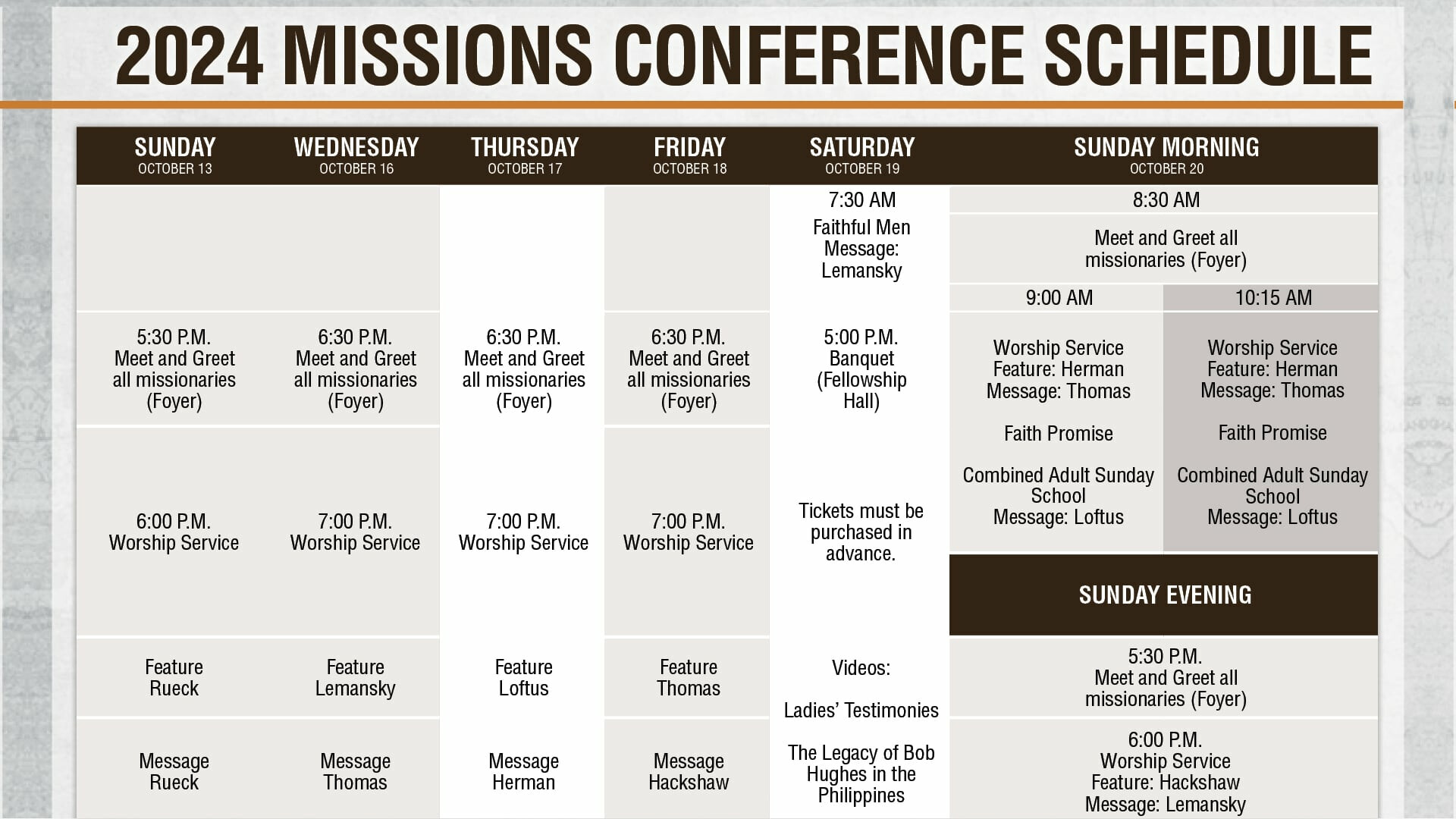 conference schedule