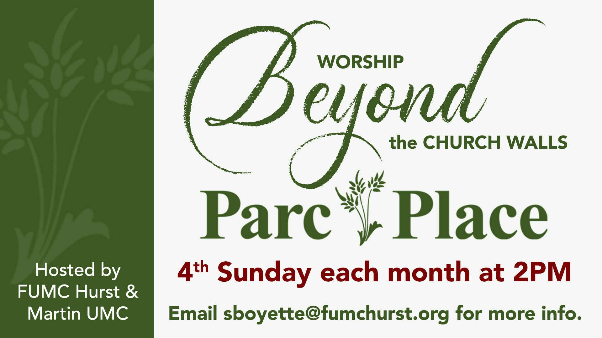 Parc Place Worship Service - Off Campus
