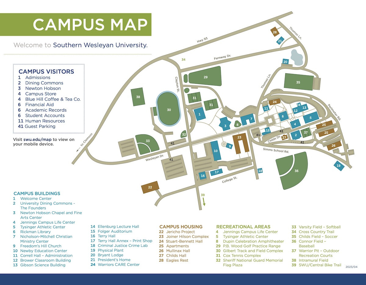Southern Wesleyan University Campus Map