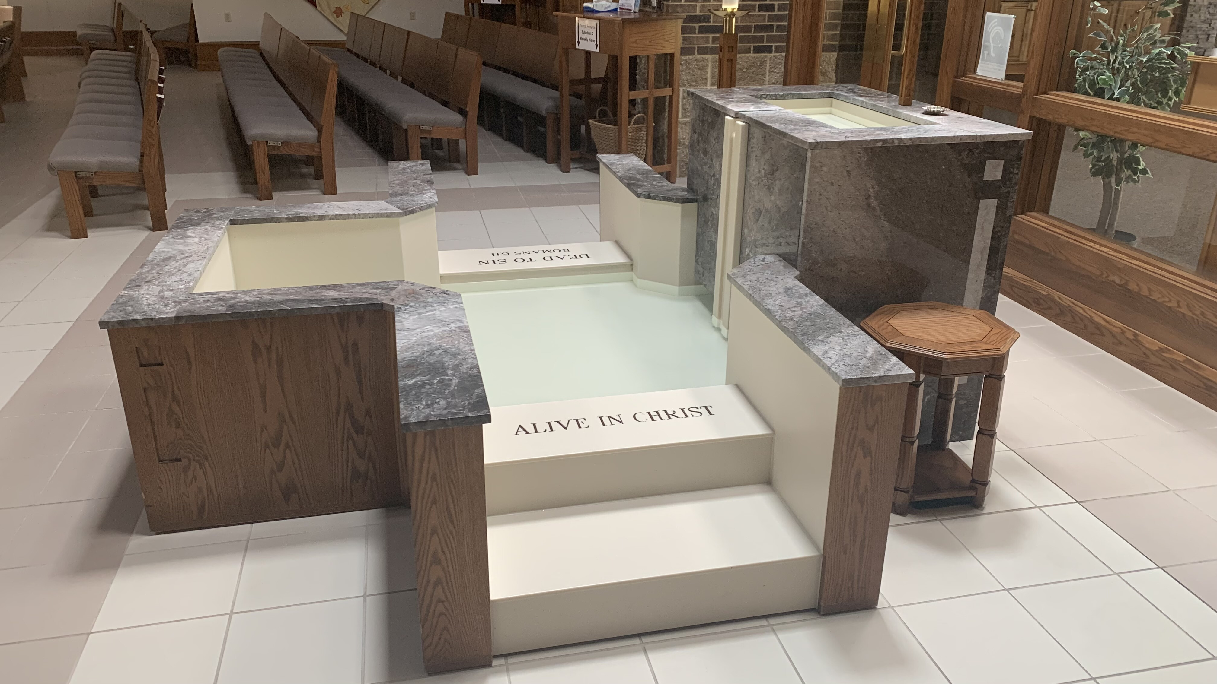 Baptismal font at St. Paul Lutheran Church