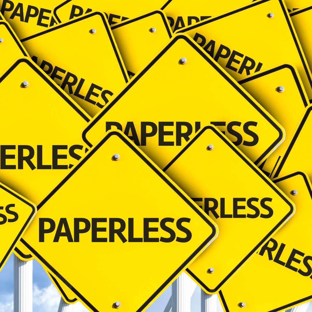 Paperless weekend service announcement graphic
