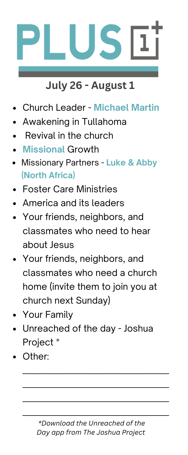 Plus 1 Prayer Guide July 26