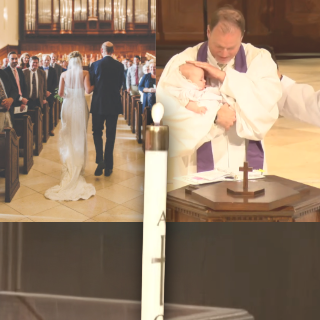 a candle, a baptism, and a wedding