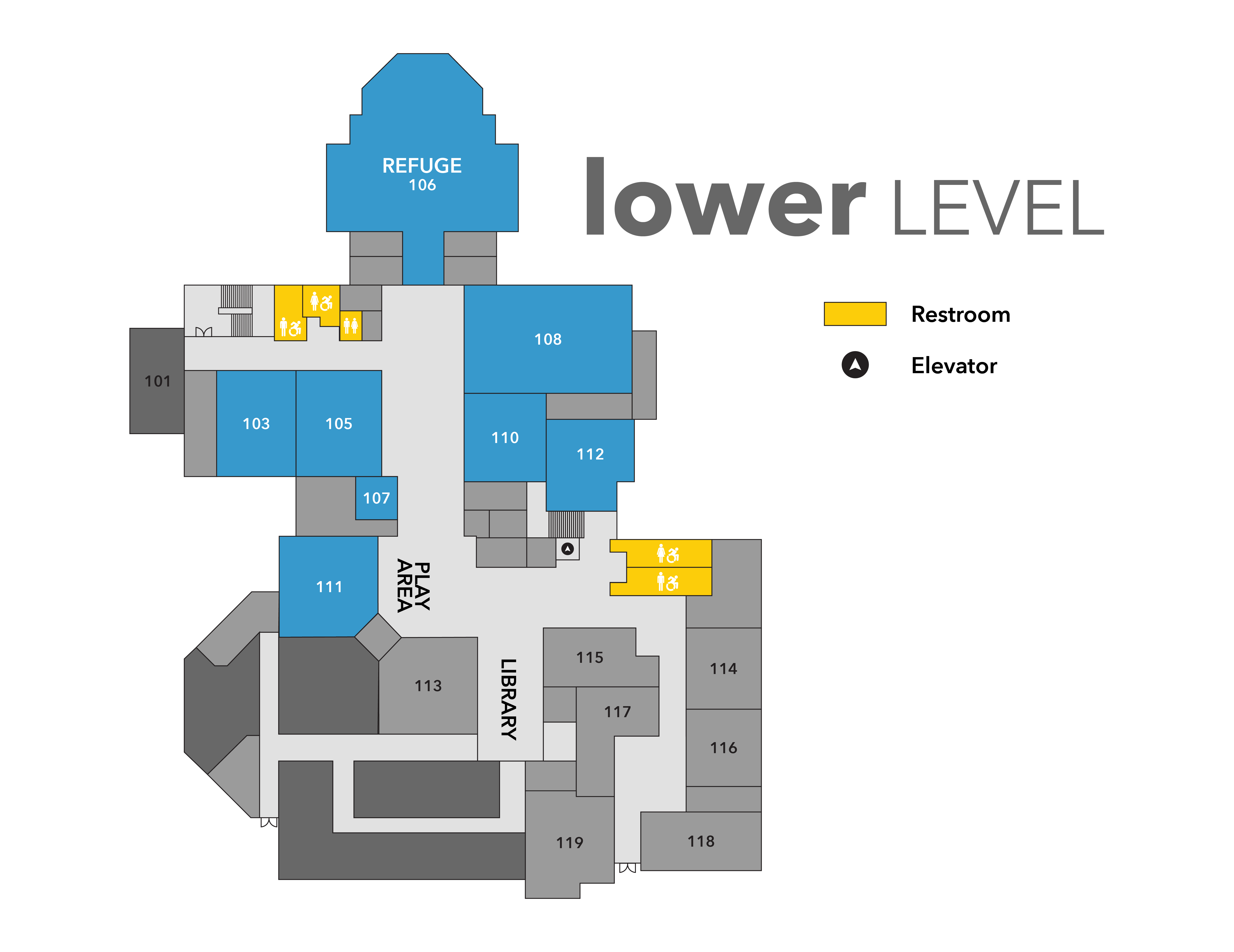 Lower Level Floor Plan of Sprecher Road Campus