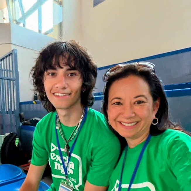 Mother and son serving together on a short-term mission trip.