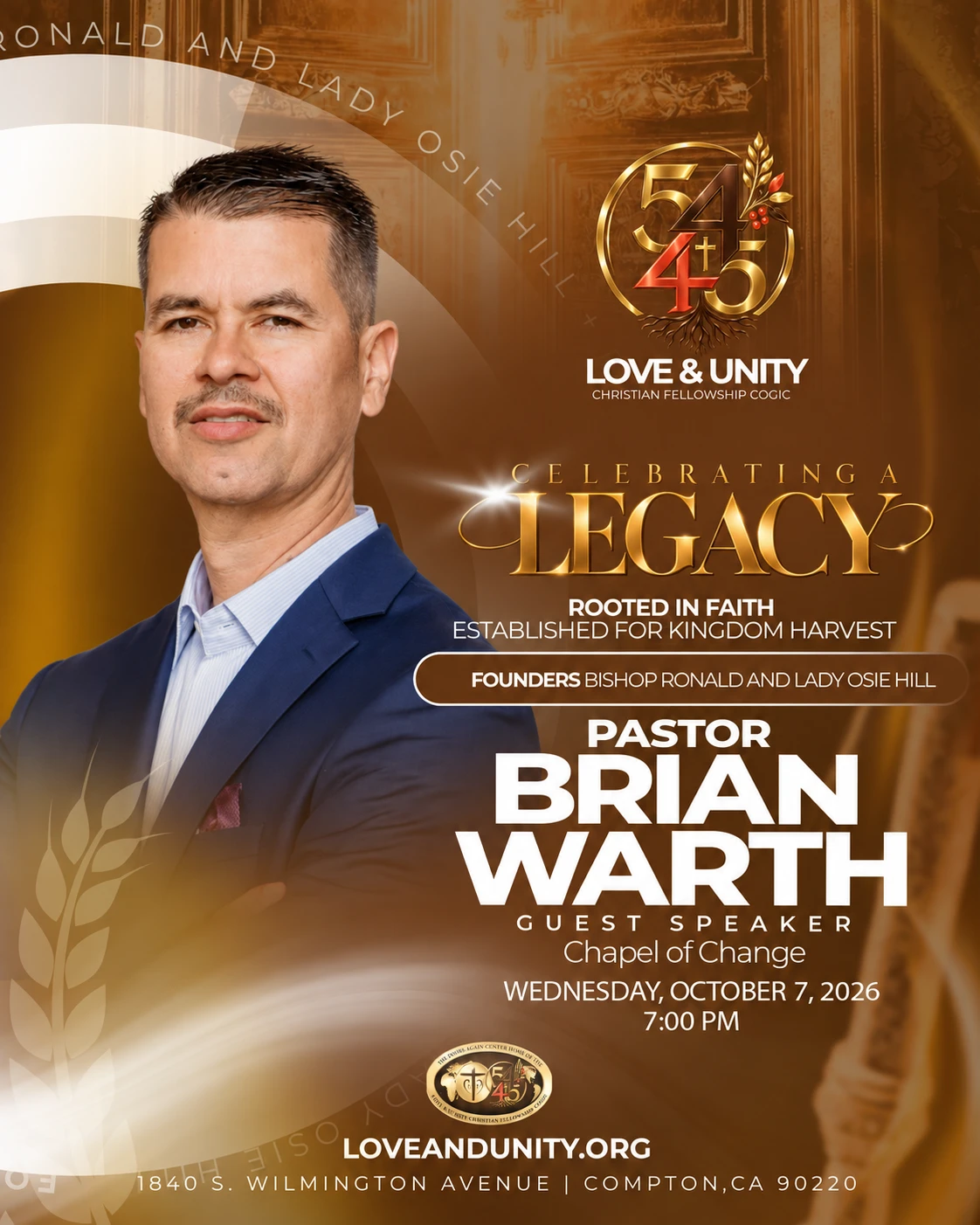 Pastor Brian Warth Anniversary Flyer