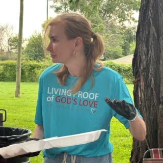 Woman serving food