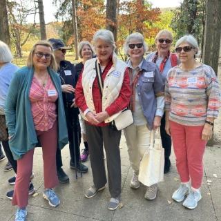 Senior adults smiling outdoors