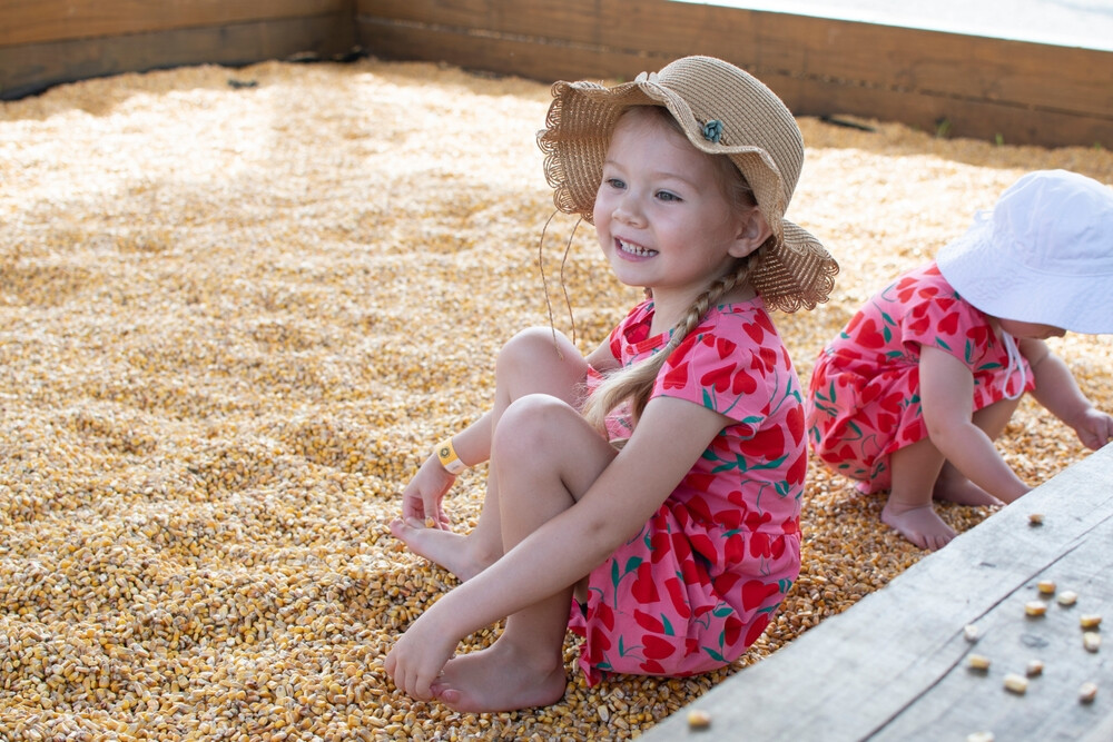 happy-young-girls-playing-in-a-corn-pit