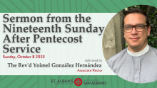 Sermon from the Nineteenth Sunday After Pentecost Service