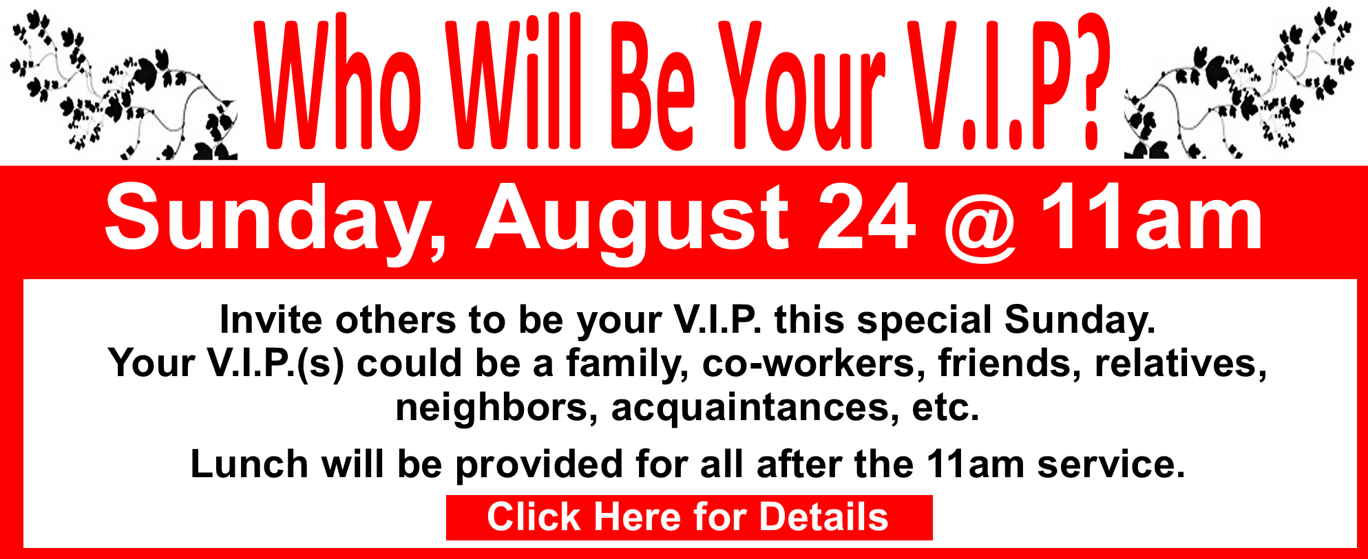 MY VIP 8 x 11 White Red and Black Web Bannern