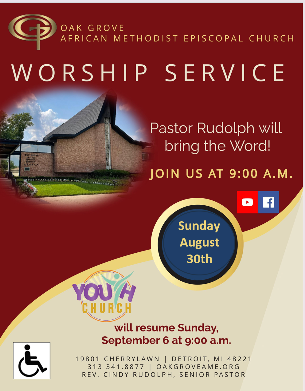 Sunday Worship - Young Adult Sunday Worship - August 30, 2026