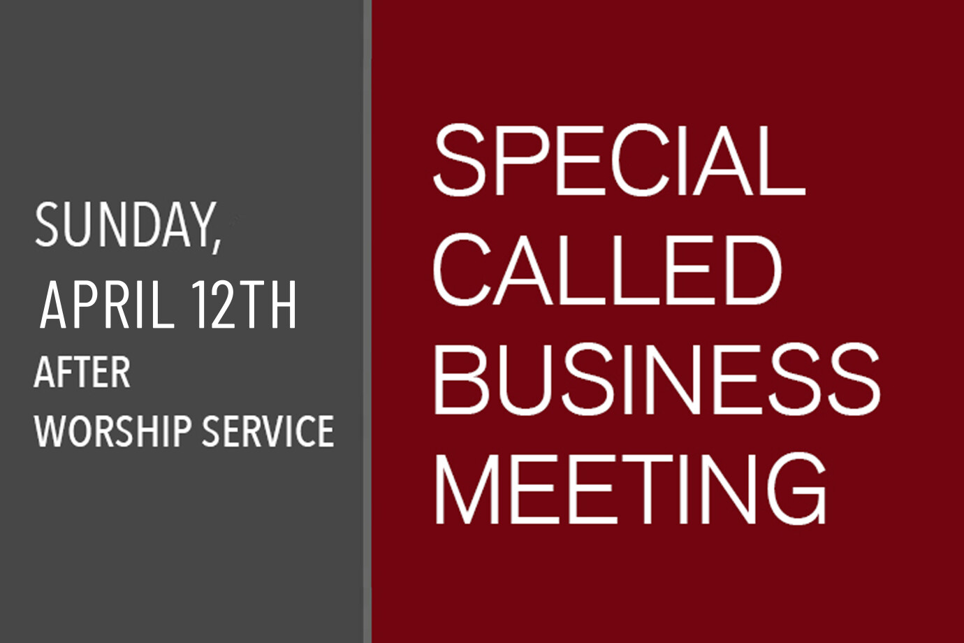 Special Called Business Meeting