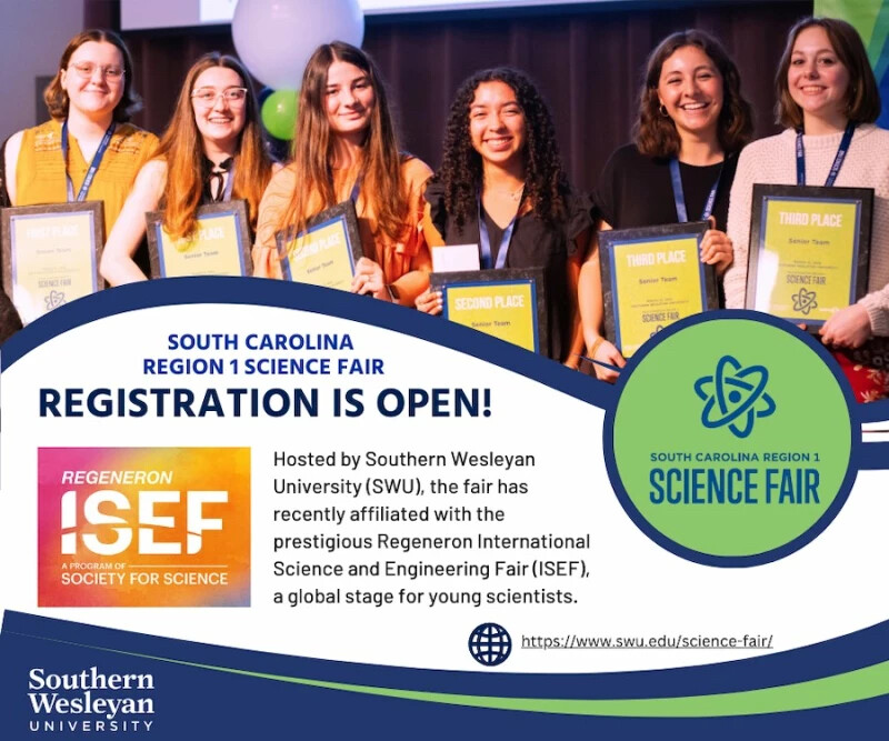 Registration is Open for SC Region 1 Science Fair 2025 - an Affiliate of Regeneron International Science and Engineering Fair (ISEF)