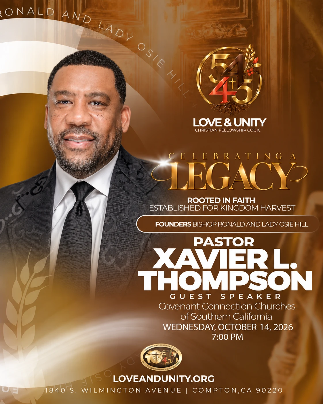 Pastor Xavier Thompson Anniversary Flyer