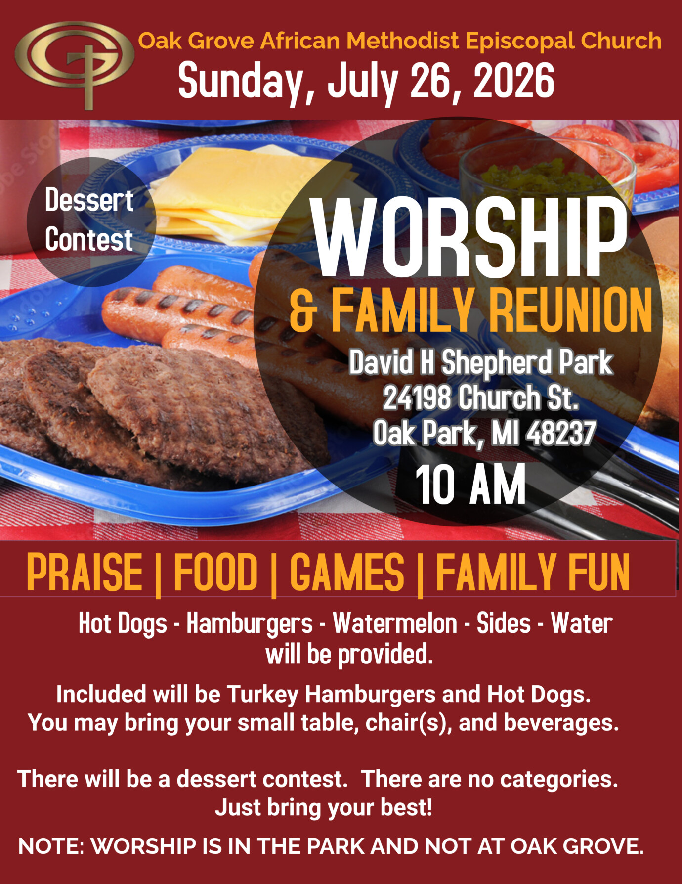 Praise in the Park - Sunday, July 26, 2026