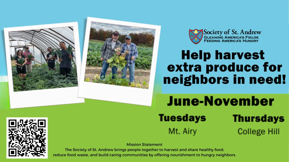 Society of St. Andrew Gleaning Harvest Volunteers Needed