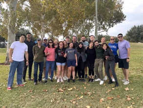 Young adults gathering at First Colony Church of Christ in Sugar Land, Texas, building friendships, connecting with others, and growing together in faith through church groups.