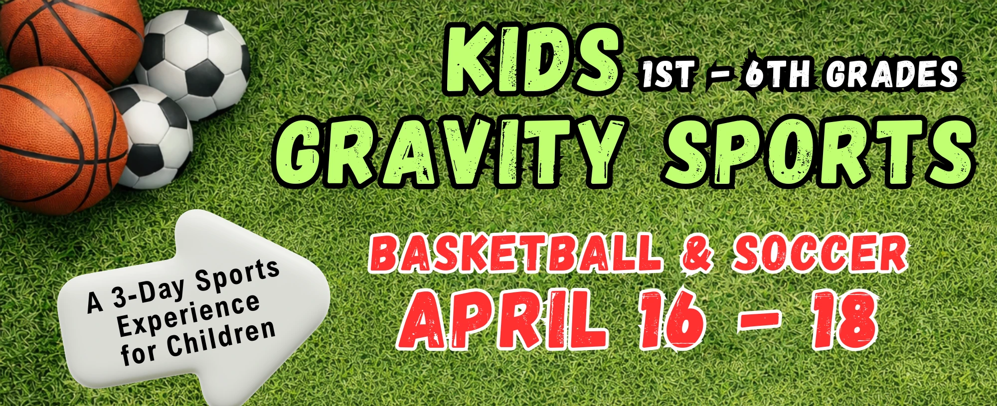 Kids Gravity Sports Web Banner 6.75 x 2.75 Canva PPA