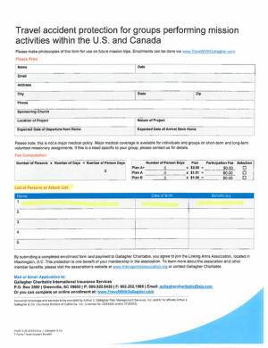 Travel Accident Insurance Form