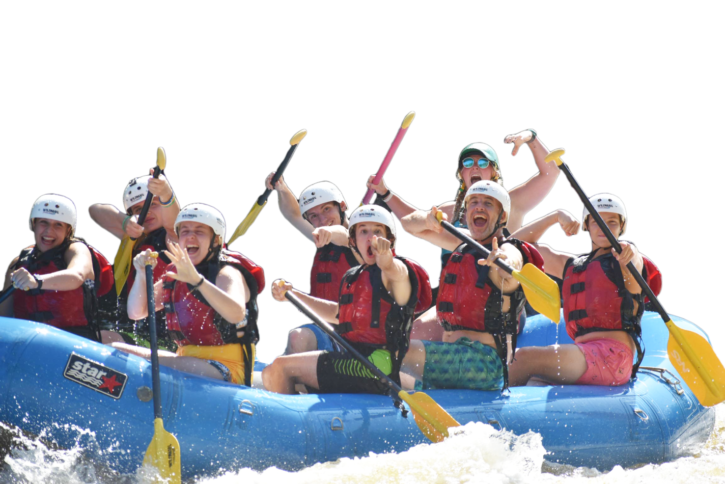 blue whitewater raft