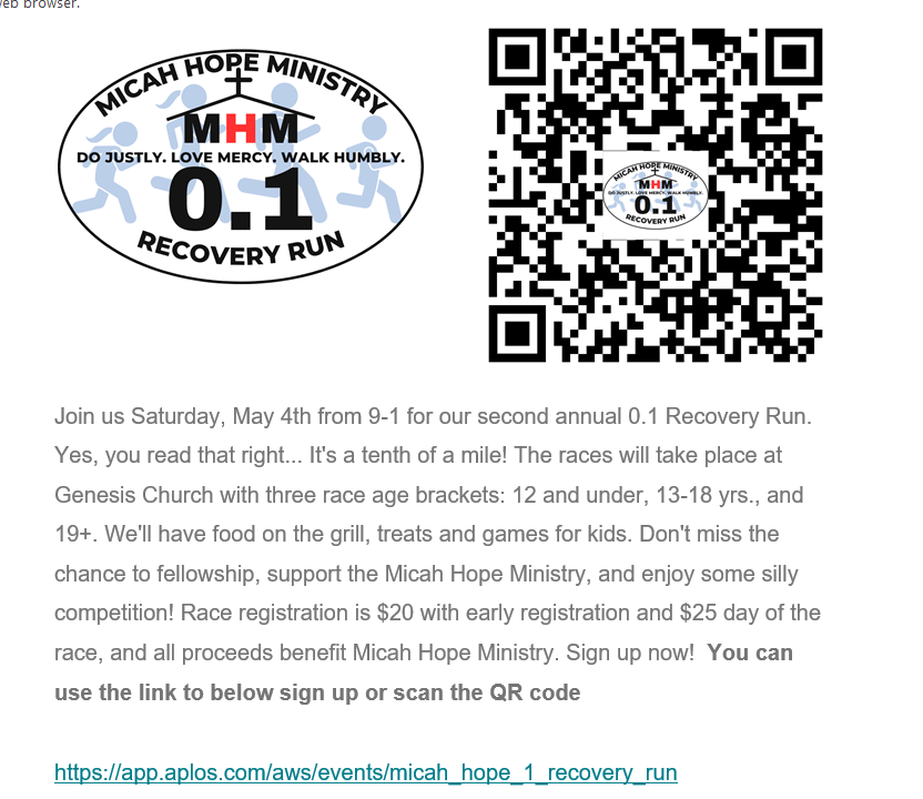 Micah Hope Ministry Recovery Run