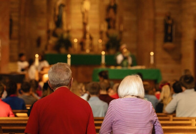 Parishioners gathered for Mass at Sts. Peter & Paul