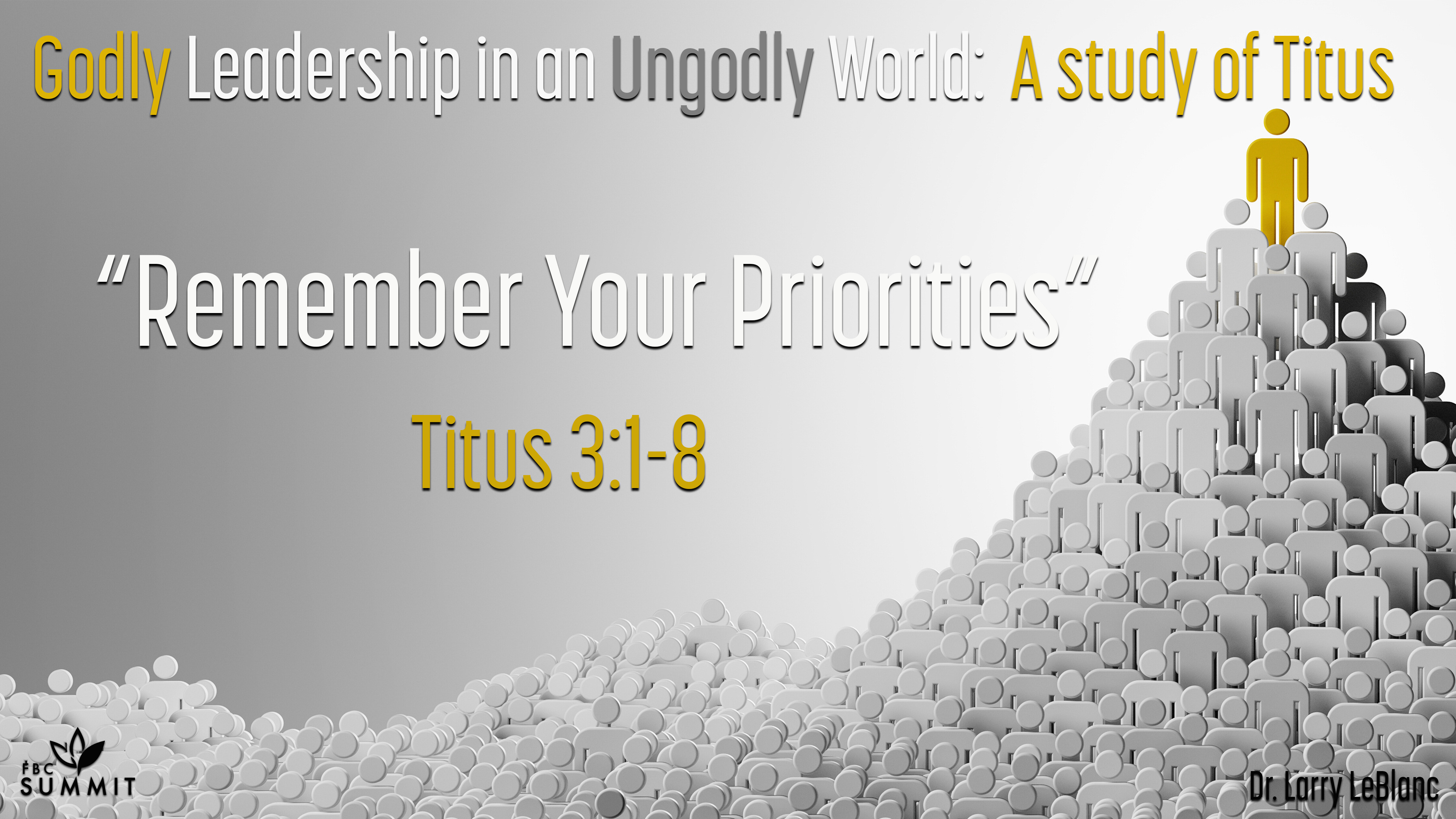"Remember Your Priorities" Titus 3:1-8 // Dr. Larry LeBlanc