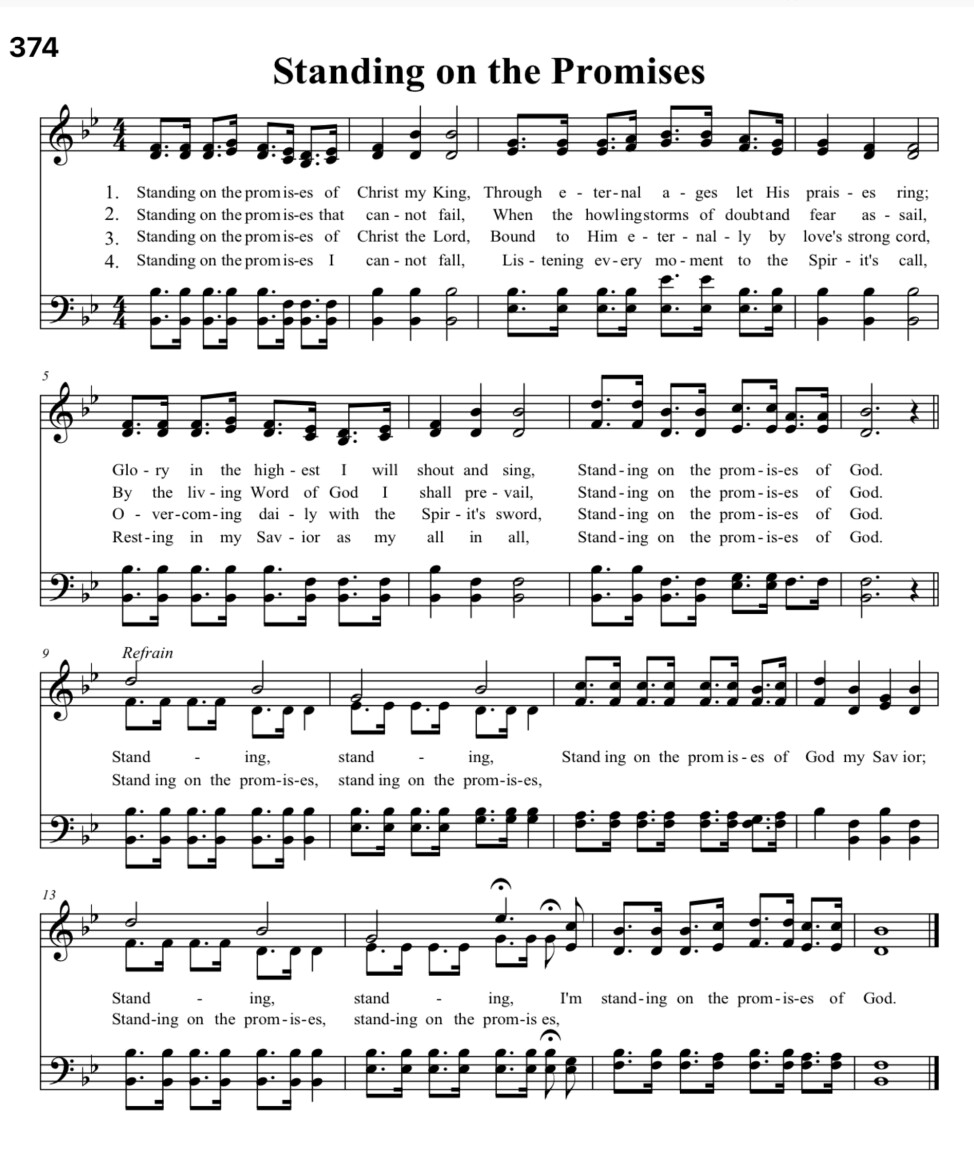 Hymn: Standing on the promises of Christ my King