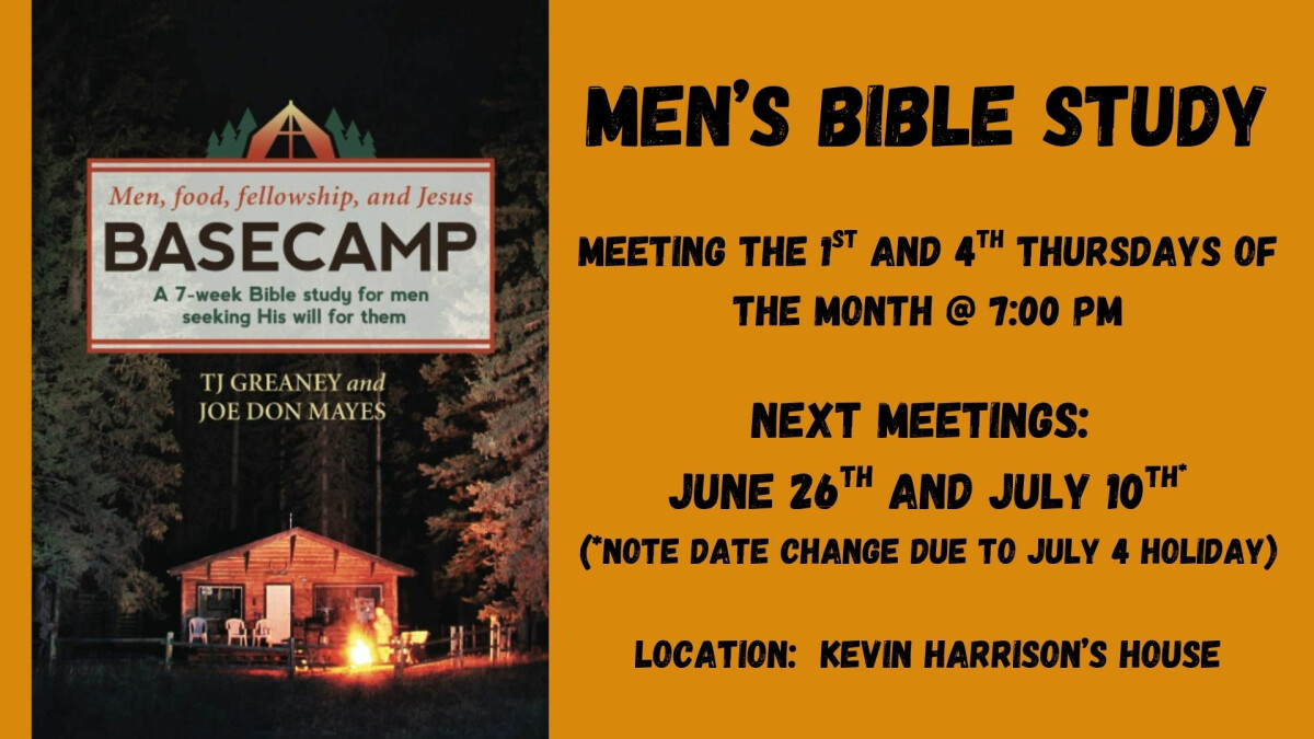 7:00 PM - Men's Bible Study @ Kevin Harrison's