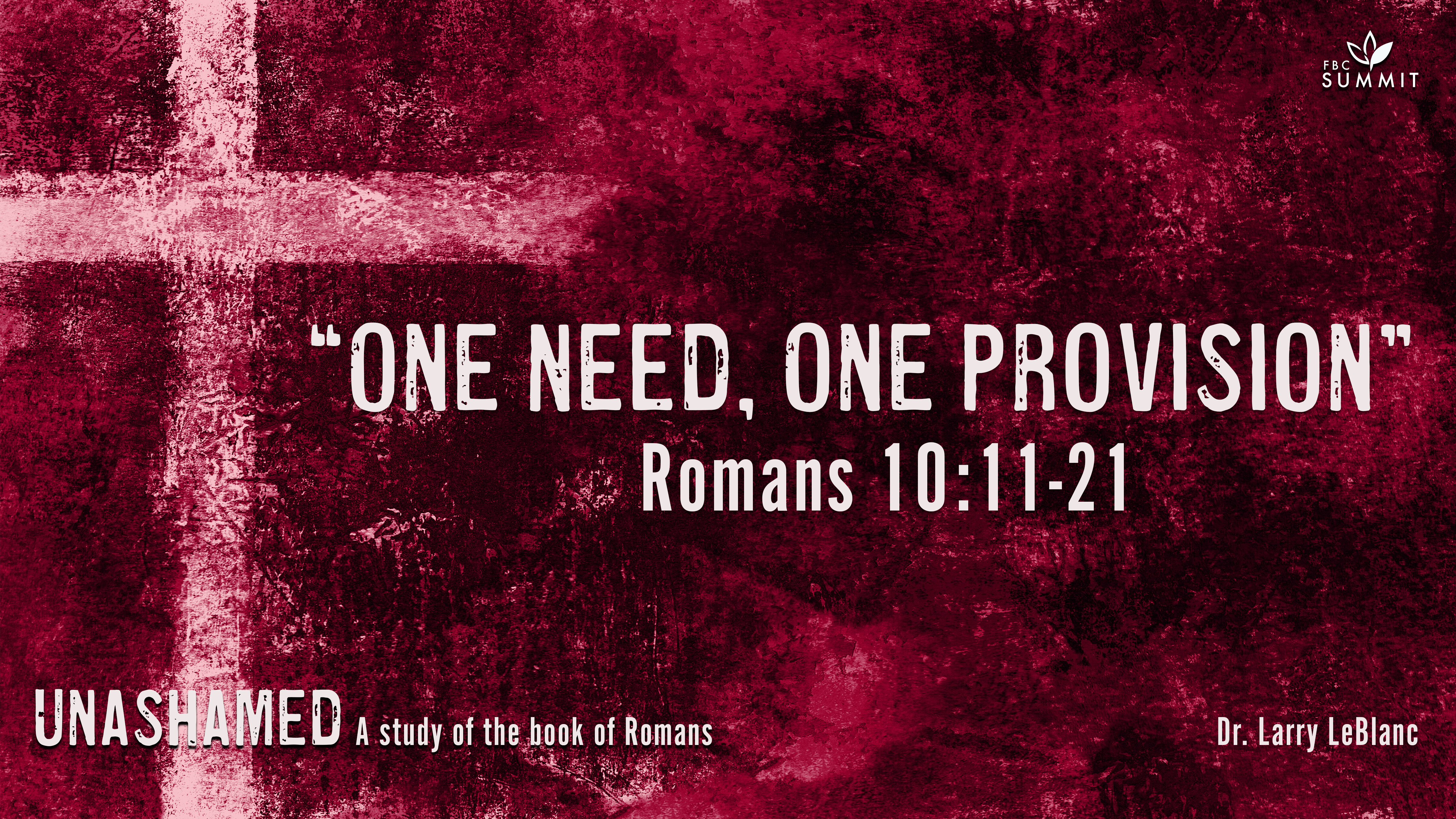 "One Need, One Provision" Romans 10:11-21 // Dr. Larry LeBlanc