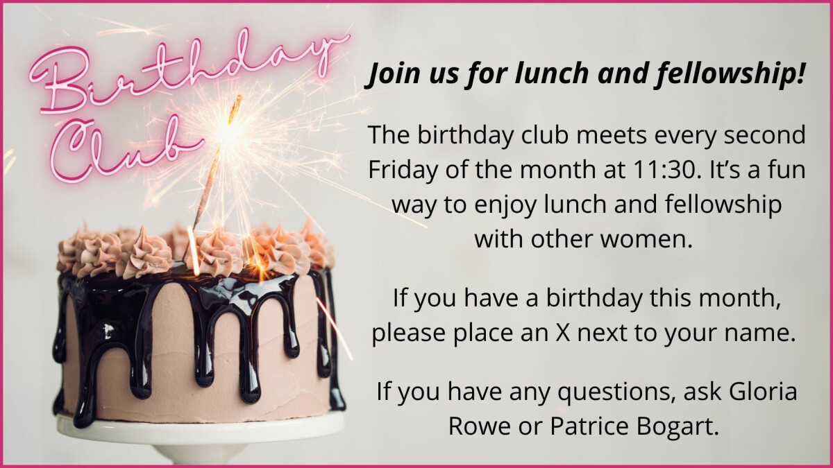11:30 AM - Birthday Club