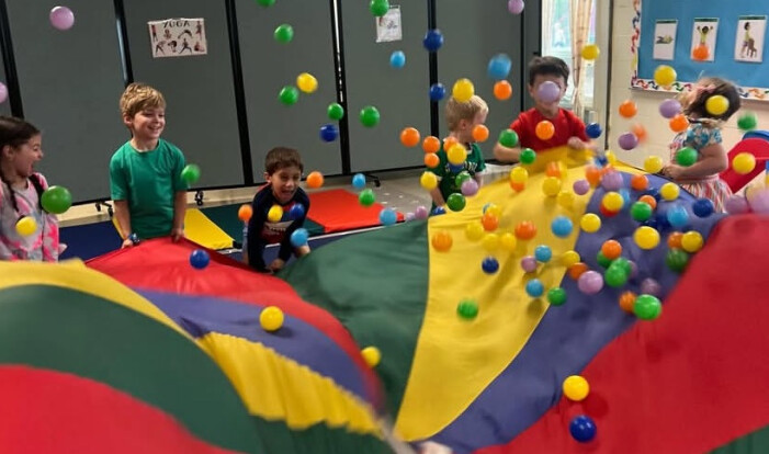Large motor room parachute play