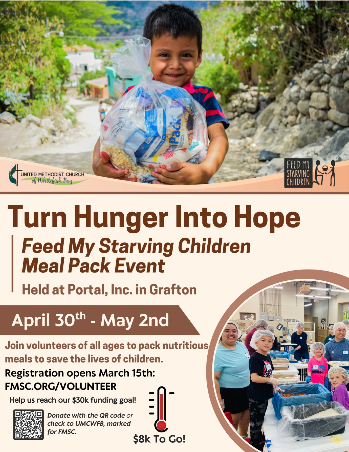 Volunteer Registration for Feed my Starving Children Meal Pack Event (Event April 30-May 2)