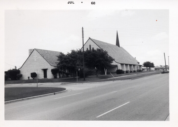 Photo of Saint John's church building. Taken from across the street, in the 60s