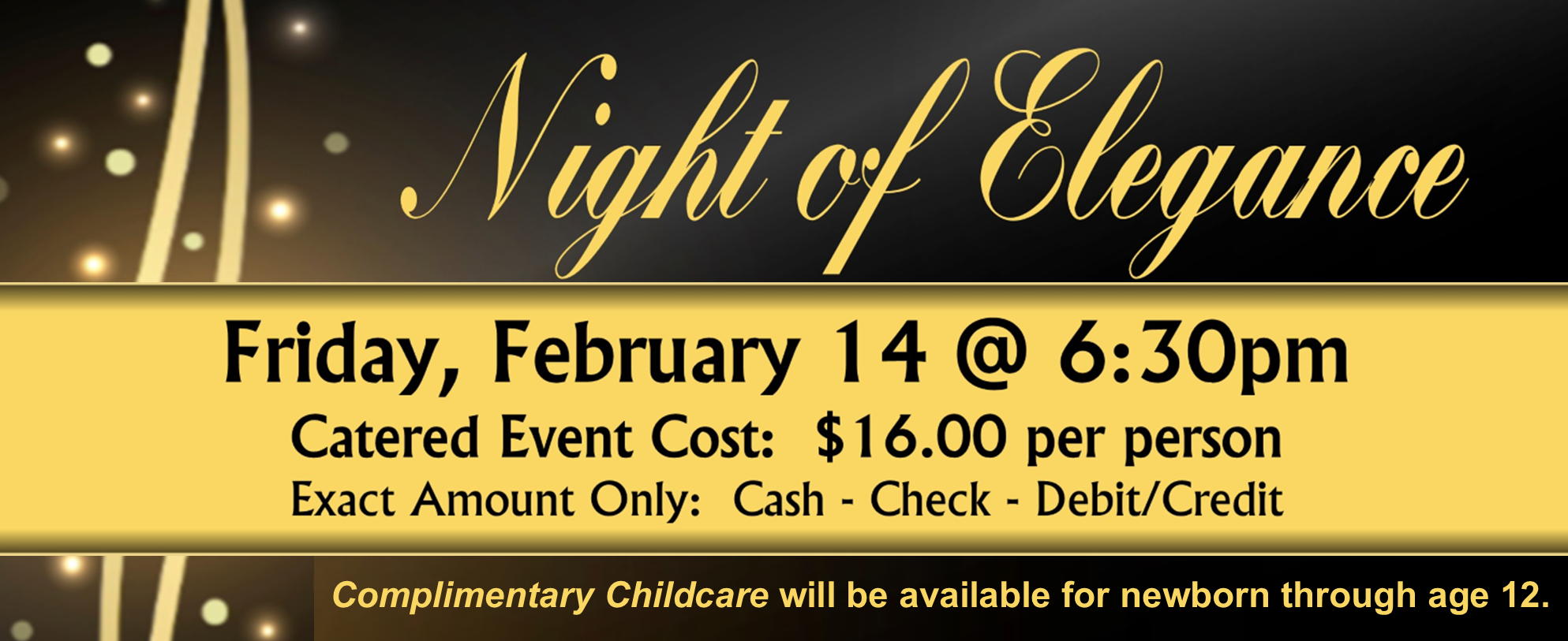 Night of Elegance 2-14-25 Valentine Banquet  Web Banner