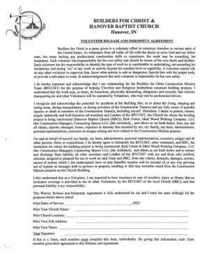 Volunteer Release & Indemnity Agreement