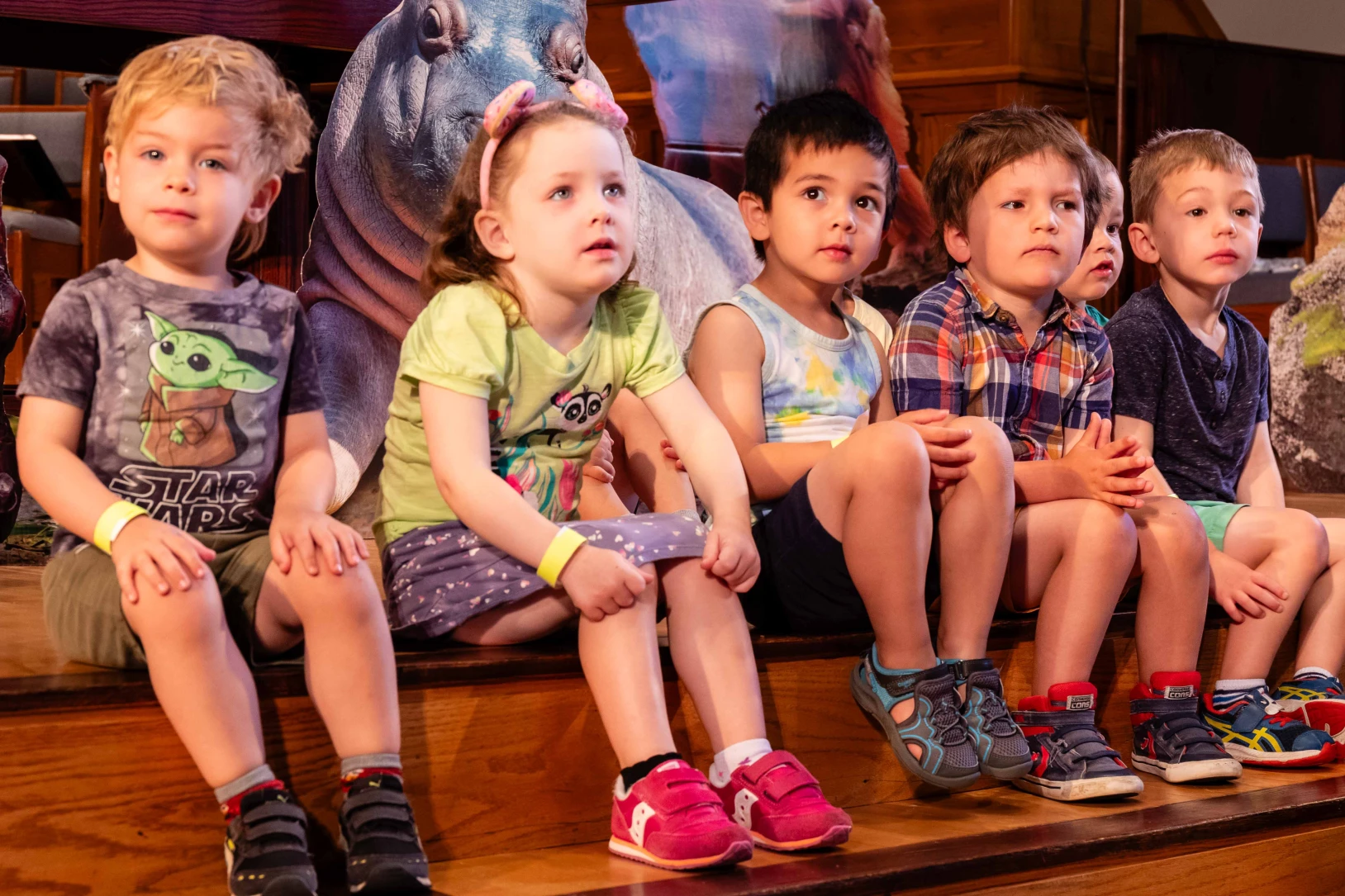 Children learn a new song during VBS.