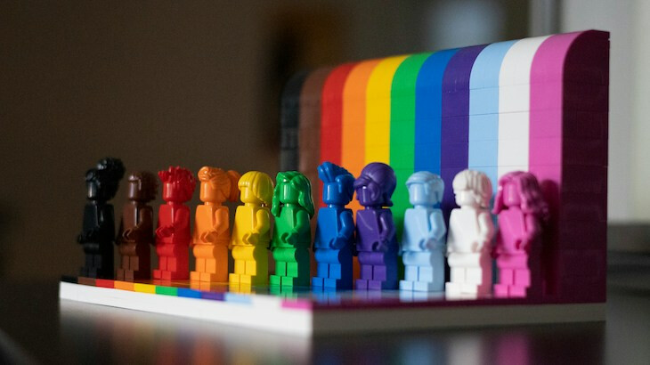 Lego people in pride flag colors