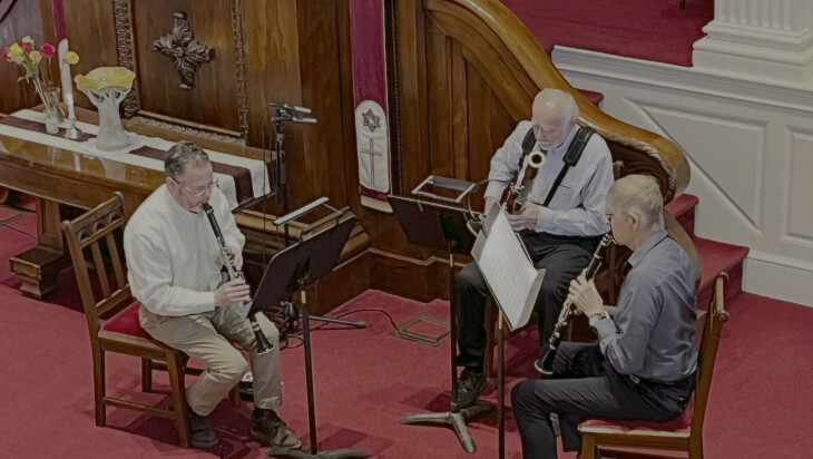Coriolis Wind Trio playing in Sunday service
