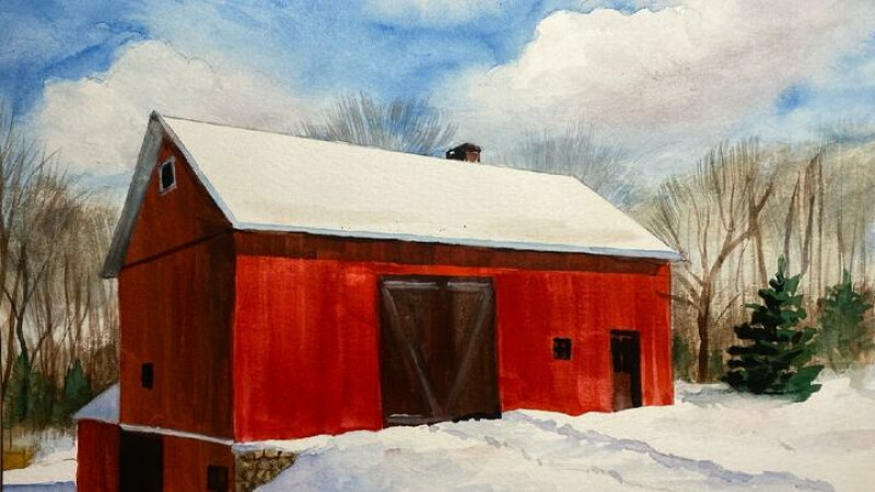 Painting Party "Winter Barn"